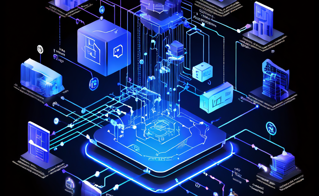 블록체인 로열티 표준의 기술 구현 방식을 설명하는 다이어그램으로, 스마트 계약 간 상호작용과 핵심 지급 흐름 메커니즘이 상세히 도식화되어 있습니다.