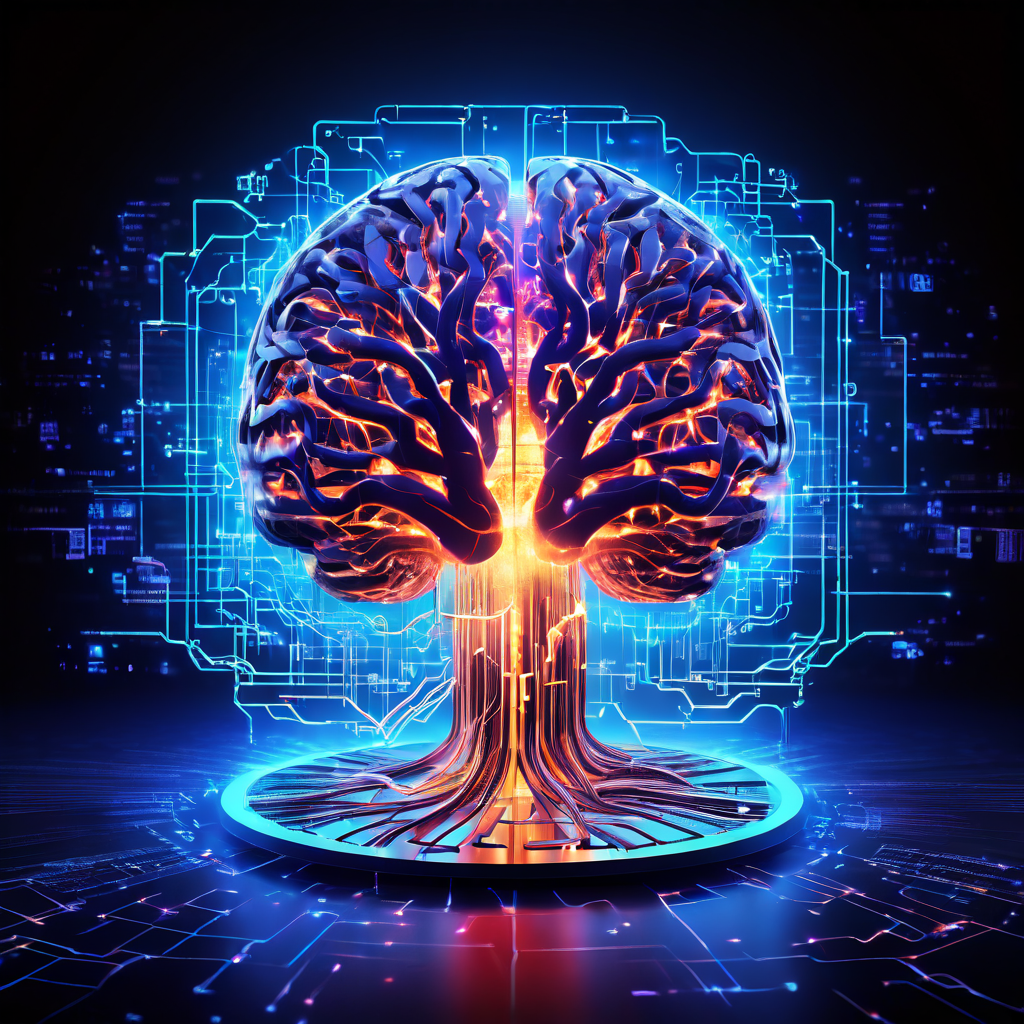 디지털 뇌가 충돌하는 데이터 스트림과 오류 심볼로 인해 손상되고 핵심 정보 구조가 지워지는 디지털 치매 및 데이터 손실 개념을 시각화한 이미지입니다.