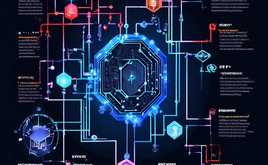 블록체인 사이드체인의 보안 계층과 병합 채굴 메커니즘을 분석하는 진단 다이어그램으로, 두 체인의 보안 통합 구조를 상세히 설명하는 개념도입니다.