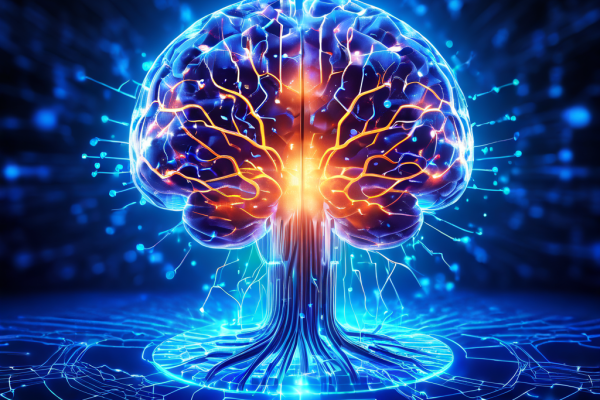 블록체인 노드로 구성된 추상적인 디지털 두뇌 이미지로, 한쪽 반구에서는 기존 연결이 약해지는 동시에 다른 반구에서 새로운 연결 경로가 빛나며 진화하는 모습을 상징적으로 표현합니다.