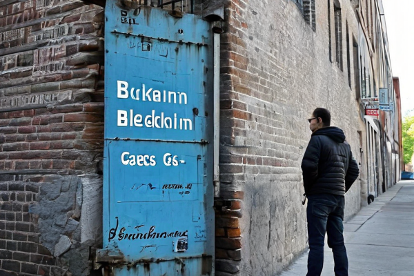 블록체인이라는 거대한 장벽 앞에 선 사용자가 높은 가스비라는 통행료 때문에 진입하지 못하고 막혀 있는 모습을 상징적으로 표현한 일러스트입니다.