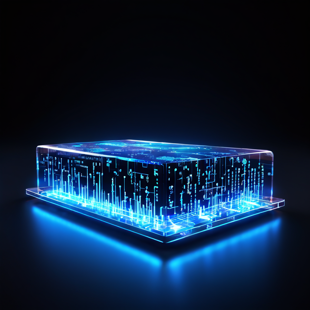 투명한 장부 페이지에 실시간 데이터 스트림과 동기화된 글로벌 거래 내역이 표시되고, 난해한 체인 링크로 연결된 빛나는 디지털 원장을 묘사한 블록체인 기술 개념 이미지입니다.