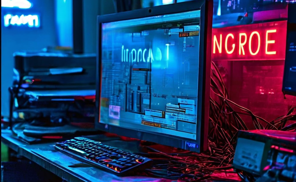 컴퓨터 화면에 표시된 치명적인 시스템 오류 팝업과 강조된 무시 버튼을 배경의 디지털 글리치 현상과 함께 소프트웨어 문제 해결 과정을 암시하는 이미지입니다.