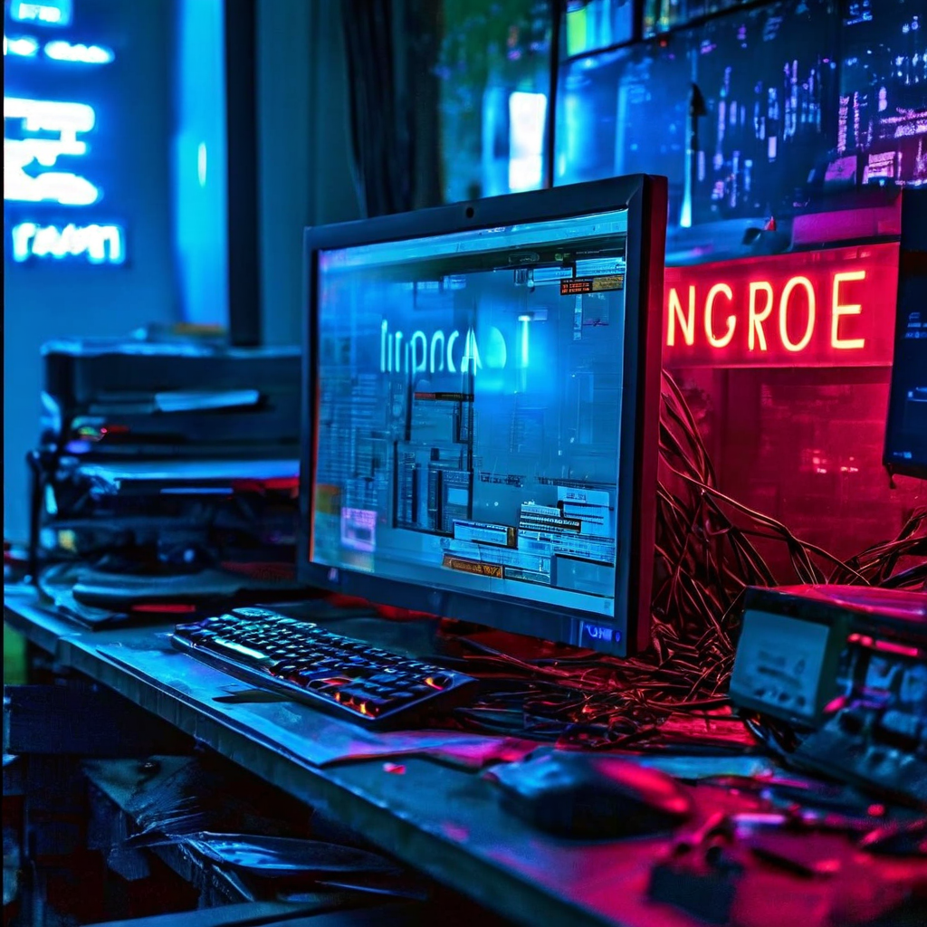 컴퓨터 화면에 표시된 치명적인 시스템 오류 팝업과 강조된 무시 버튼을 배경의 디지털 글리치 현상과 함께 소프트웨어 문제 해결 과정을 암시하는 이미지입니다.