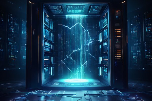 디지털 금고에 생긴 금을 통해 빛나는 코인과 금융 데이터 스트림이 어두운 공간으로 유출되는 보안 위반과 자산 손실 개념을 시각화한 이미지입니다.