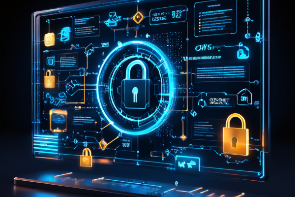 블록체인 기술의 안정성을 분석하는 디지털 프레임워크로, 빛나는 데이터 연결 고리와 차트, 보안 자물쇠 아이콘이 포함된 미래지향적 대시보드를 나타냅니다.