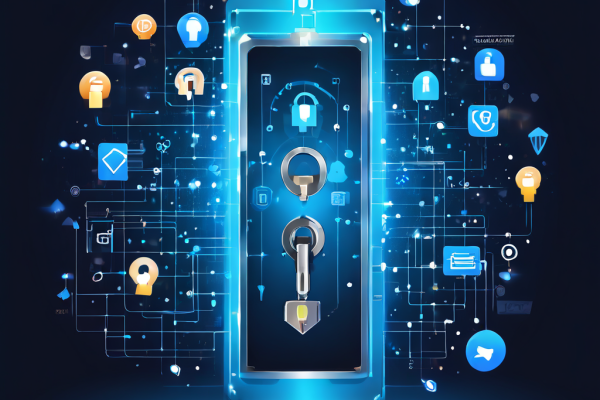 디지털 금고를 여는 열쇠가 소셜 미디어 아이콘과 연결되어 있고, 간소화된 사용자 온보딩 과정을 보여주는 플로우차트가 함께 있는 개념 이미지입니다.