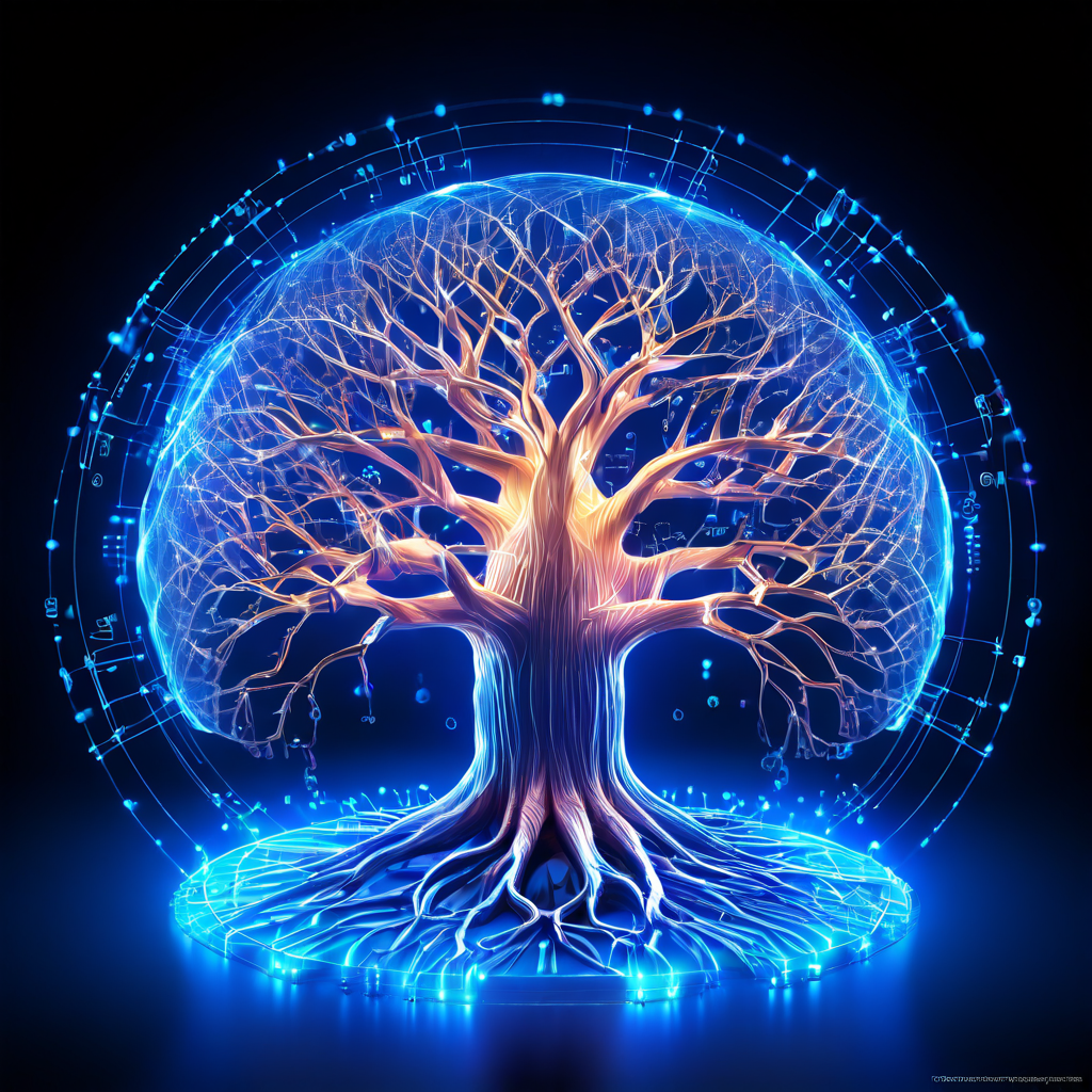 블록체인 네트워크가 합의 알고리즘의 진화를 통해 단순한 연결에서 복잡하고 빛나는 웹 구조로 업그레이드되는 개념을 시각적으로 표현한 이미지입니다.