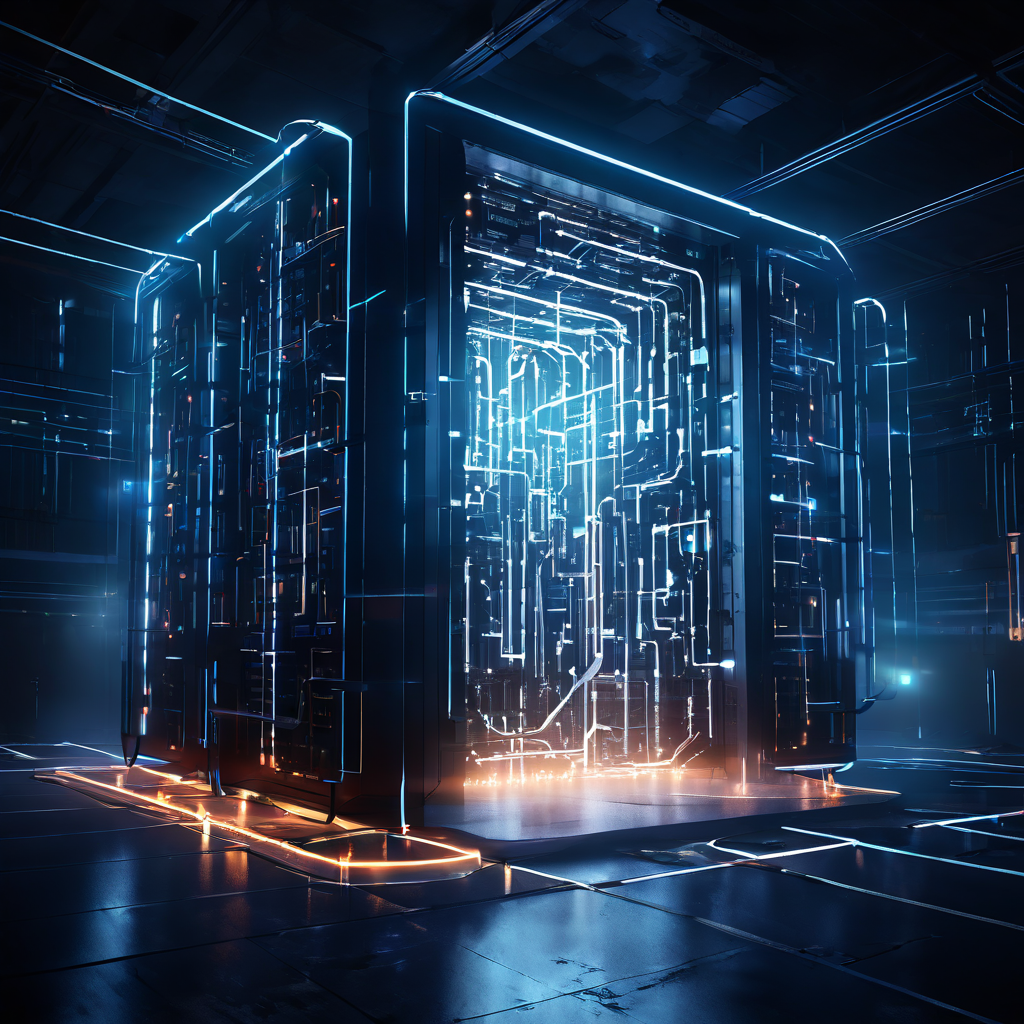 거대한 디지털 금고에서 쏟아지는 무수한 데이터 스트림 속에 하나의 빛나는 체인 연결점이 엄청난 압력을 받으며 균열 가는 모습으로 블록체인 기술의 한계와 보안 위협을 상징적으로 표현한 이미지입니다.