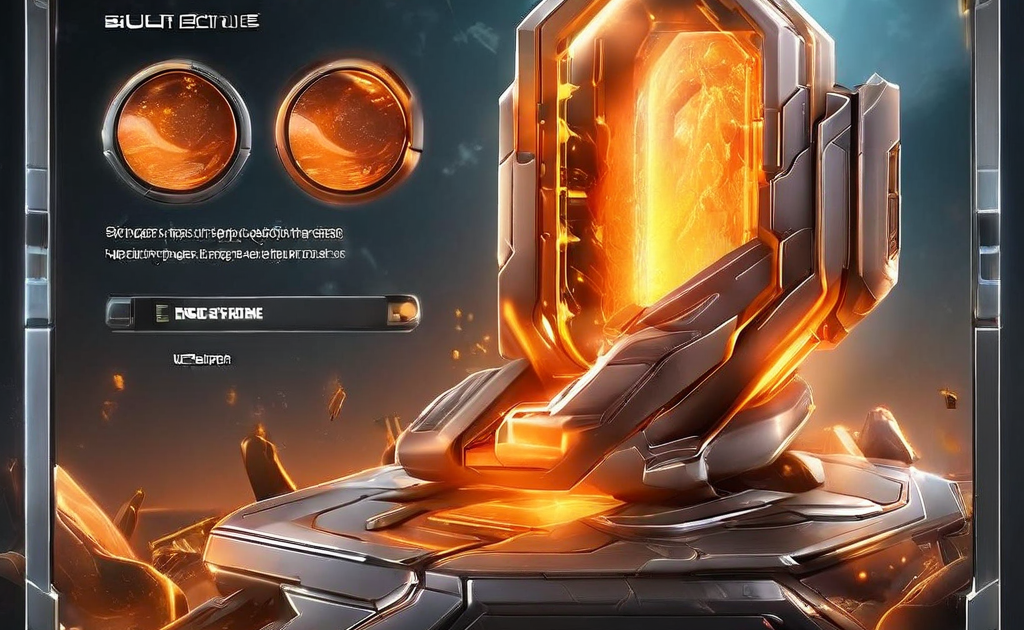 Futuristic digital interface close-up showing a glowing bonus buy button within a secure online slot lobby dashboard.
