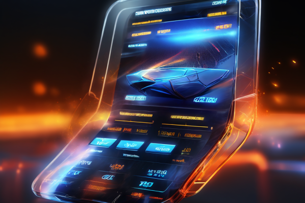 Close-up of a sports betting transfer screen interface with layered digital glow and secure data path icons.